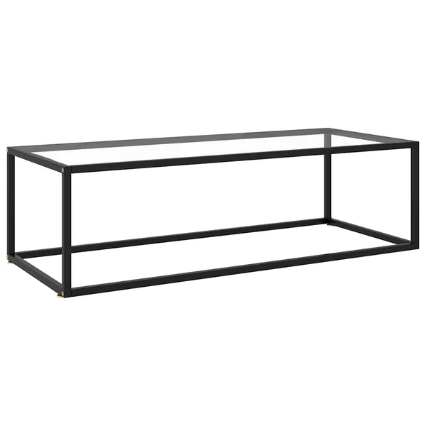 Table basse Noir avec verre trempé 120x60x35 cm