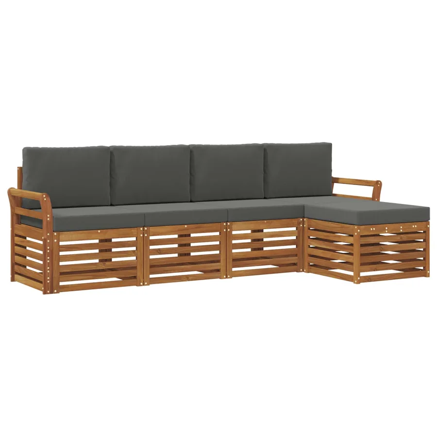 Ensemble de canapés d'extérieur 5 pcs Naturel et Anthracite - 2