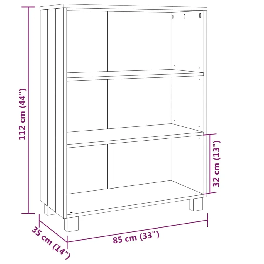 Bibliothèque HAMAR Gris foncé 85x35x112 cm Bois de pin massif - 8