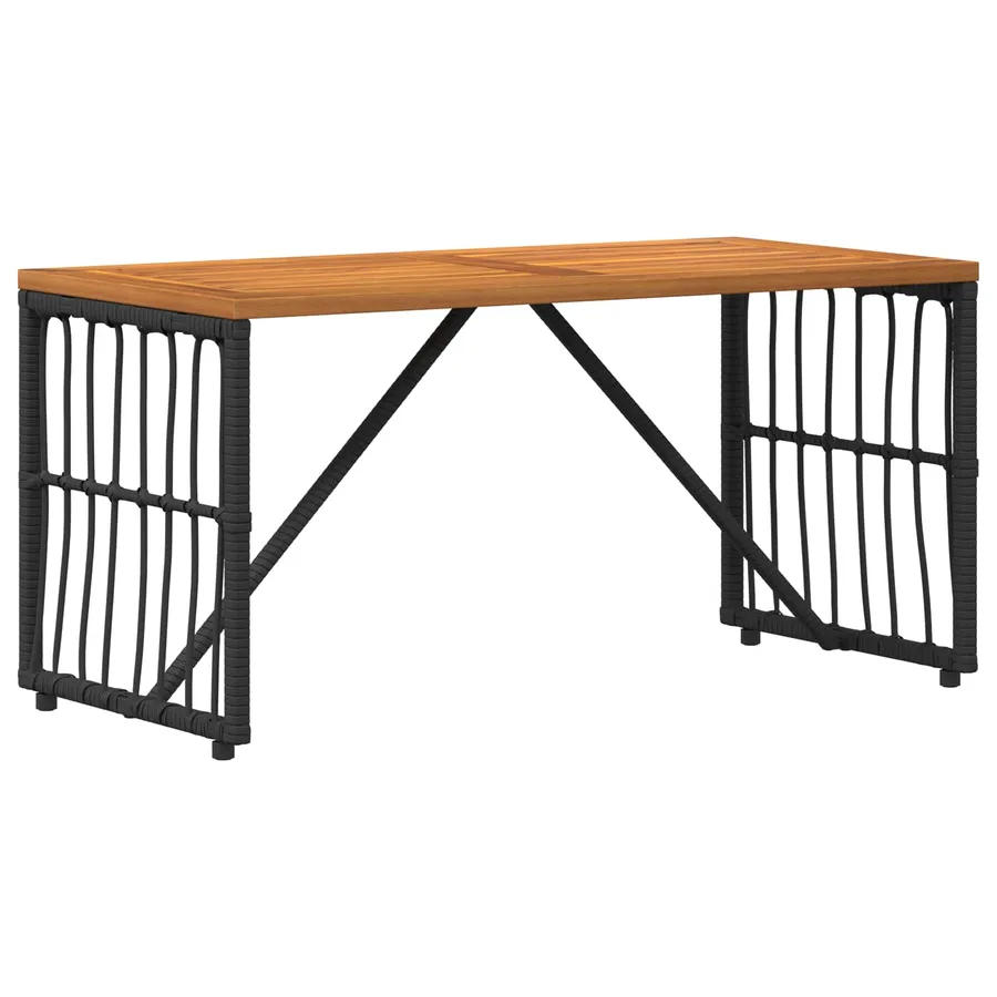 Table de jardin Noir 80 x 40 x 40 cm Acier et Rattan Poly - 2
