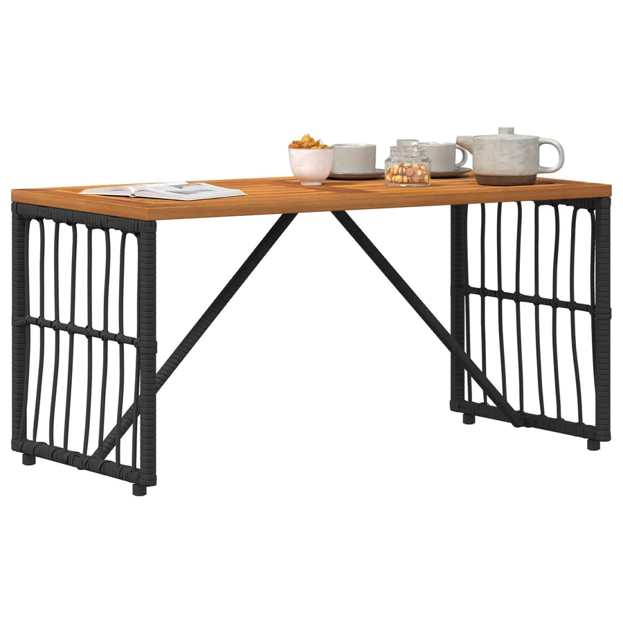 Table de jardin Noir 80 x 40 x 40 cm Acier et Rattan Poly - 3