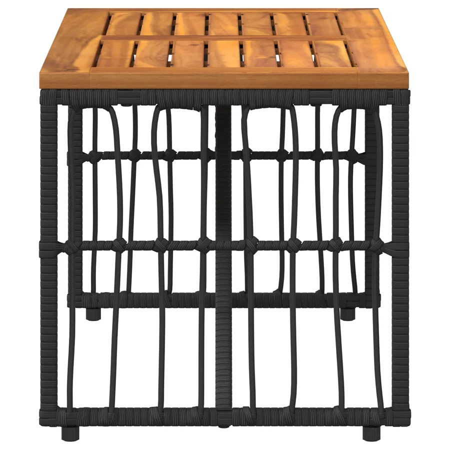 Table de jardin Noir 80 x 40 x 40 cm Acier et Rattan Poly - 6