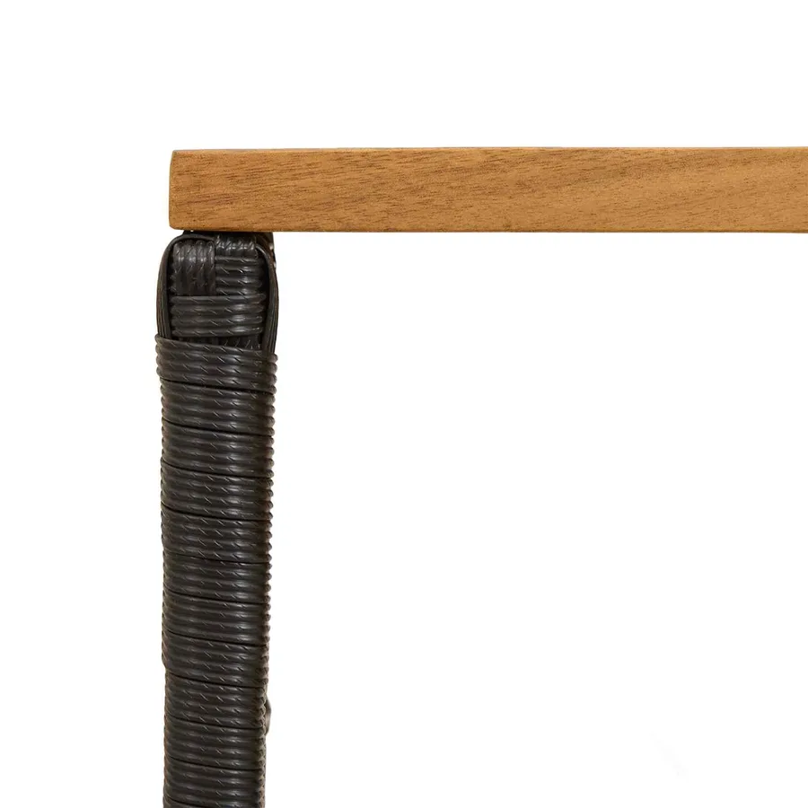 Table de jardin Noir 80 x 40 x 40 cm Acier et Rattan Poly - 8