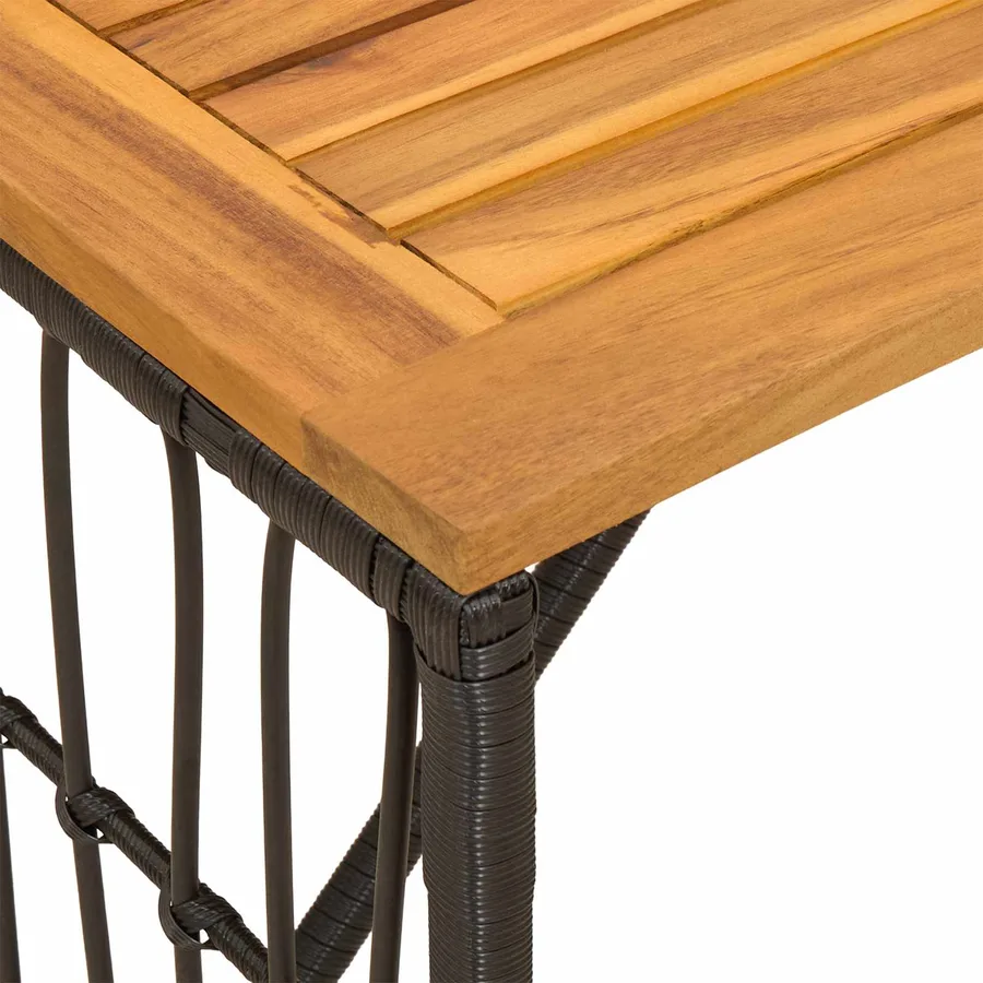 Table de jardin Noir 80 x 40 x 40 cm Acier et Rattan Poly - 9