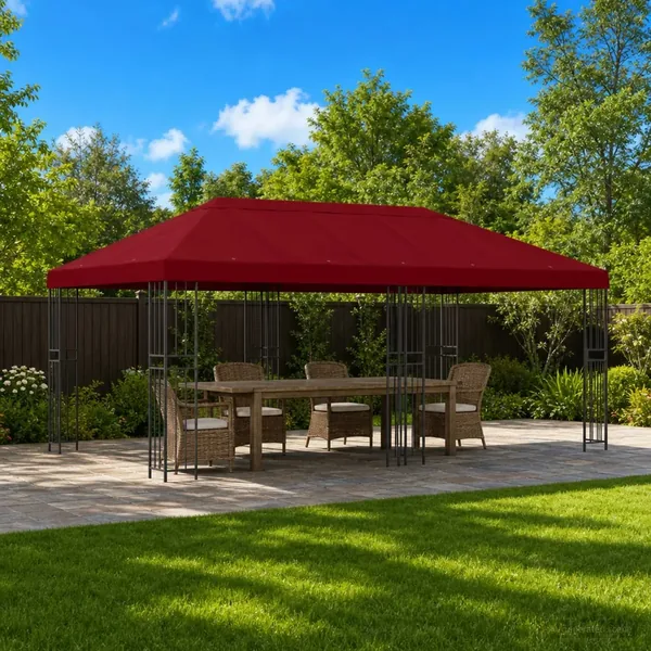 Gazebo avec murs latéraux 6 x 3 m Bordeaux Polyester et Acier