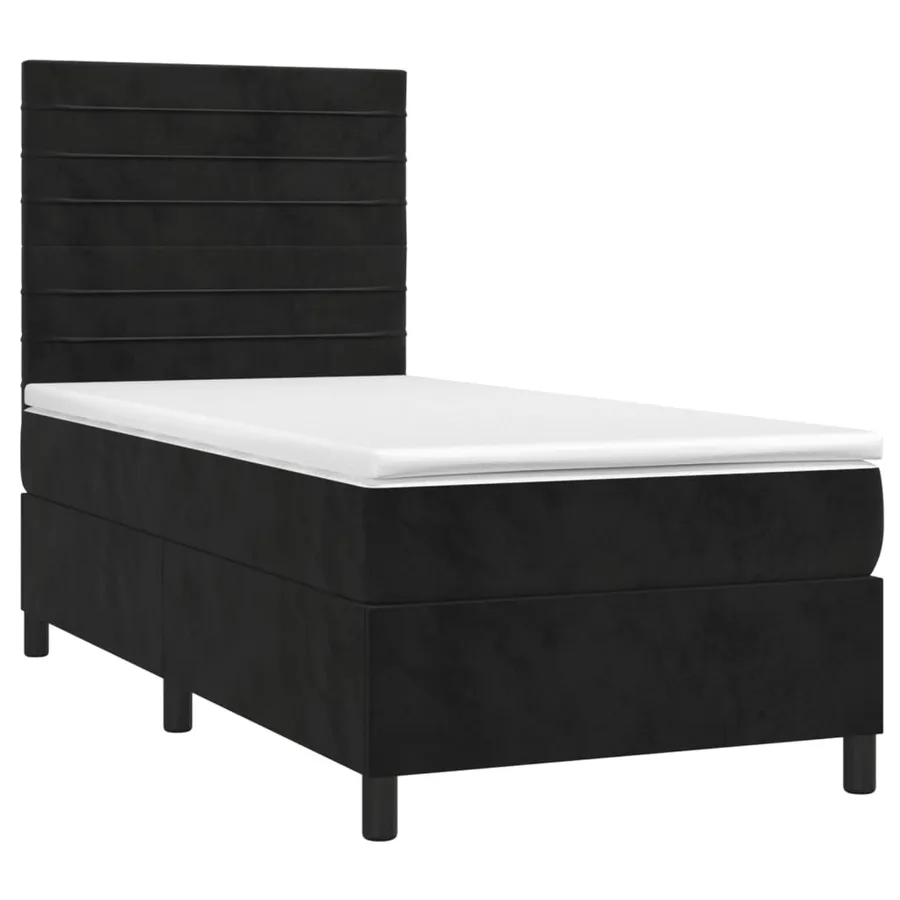 Sommier à lattes de lit avec matelas Noir 90x190 cm Velours - 3