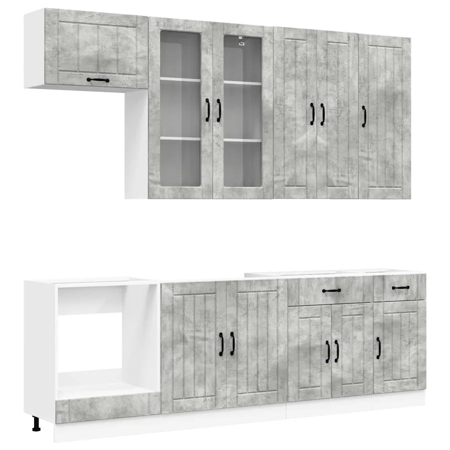 Unité de cuisine LUCCA 8 pcs Gris béton Bois d'ingénierie - 2