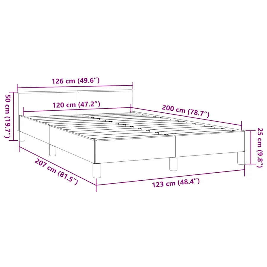 Cadre de lit avec tête de lit sans matelas noir 120x200 cm - 9