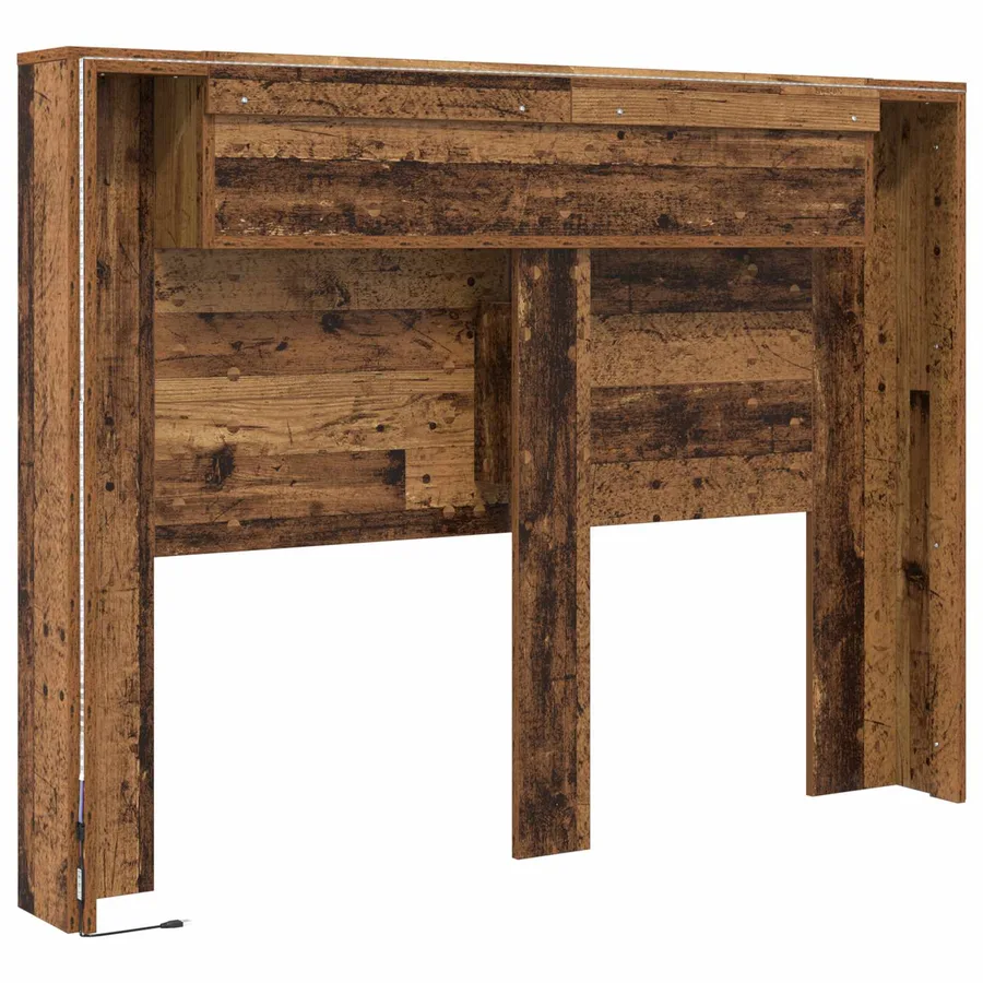 Cabinet de Tête de Lit avec LED Bois ancien Bois d'ingénierie - 7