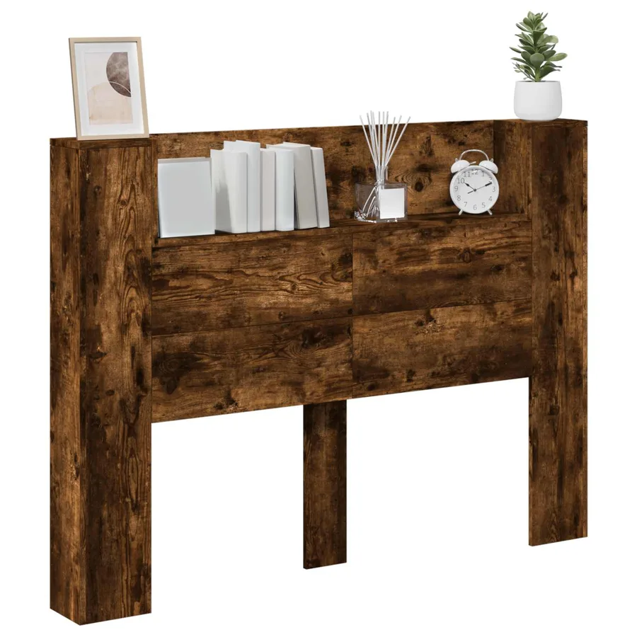 Cabinet de Tête de Lit avec LED Chêne Fumé Bois d'ingénierie - 3