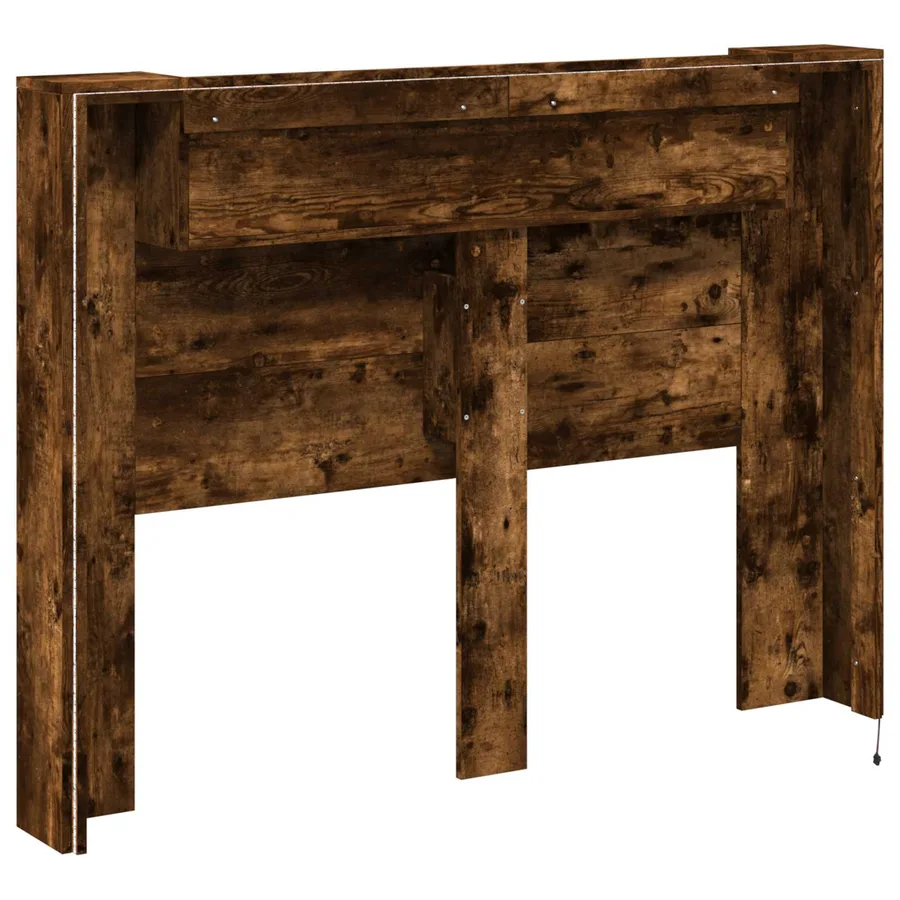 Cabinet de Tête de Lit avec LED Chêne Fumé Bois d'ingénierie - 7