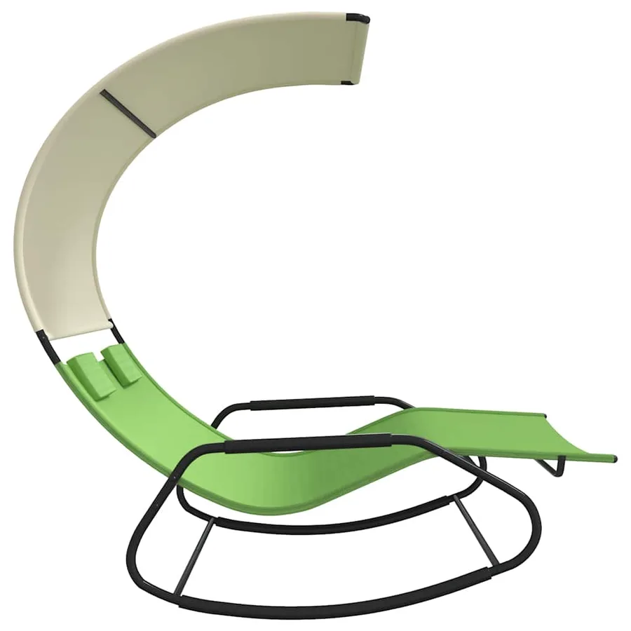 Chaise longue double à bascule avec auvent Noir et crème - 10