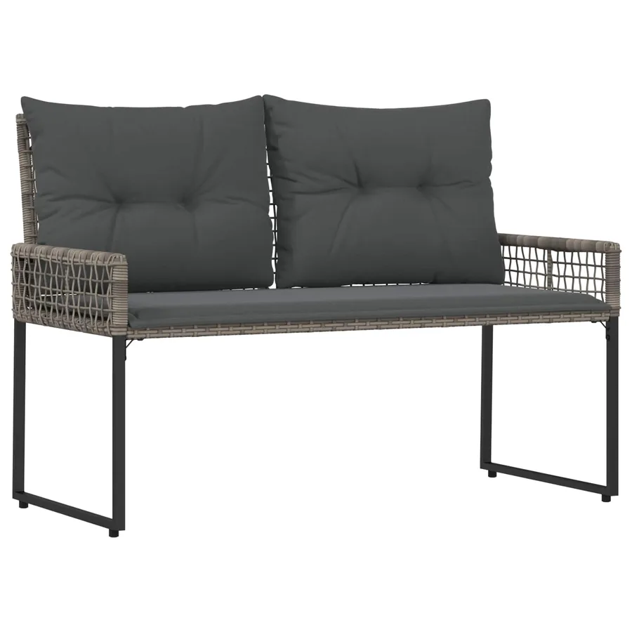 Banc extérieur Gris 118 x 55 x 82 cm Rotin PE et tissu - 2