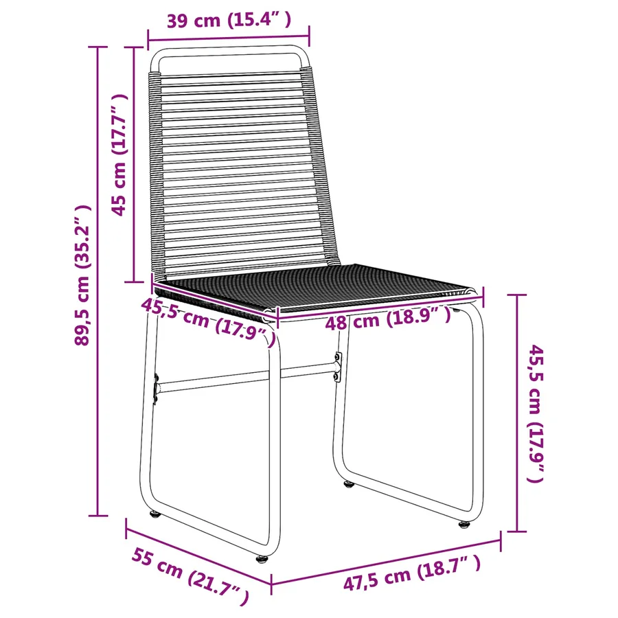 Chaises de jardin 2 pcs Noir 48 x 55 x 89,5 cm Rotin - 10