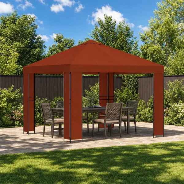 Pavillon 3 x 3 m Terre cuite Polyester et Acier 190 gsm