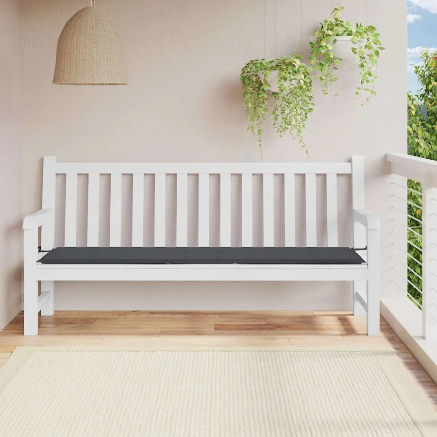 Coussin de banc de jardin noir 200x50x3 cm tissu oxford
