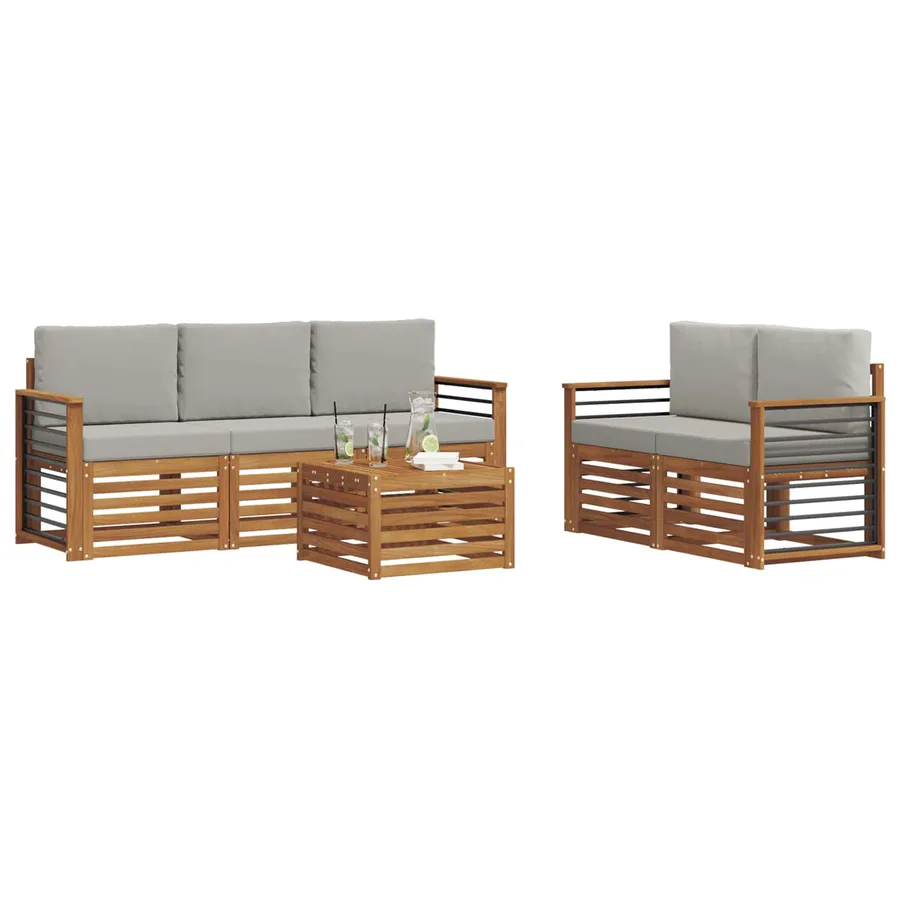 Ensembles de canapés avec coussin 6 pcs Gris Naturel et Clair - 3