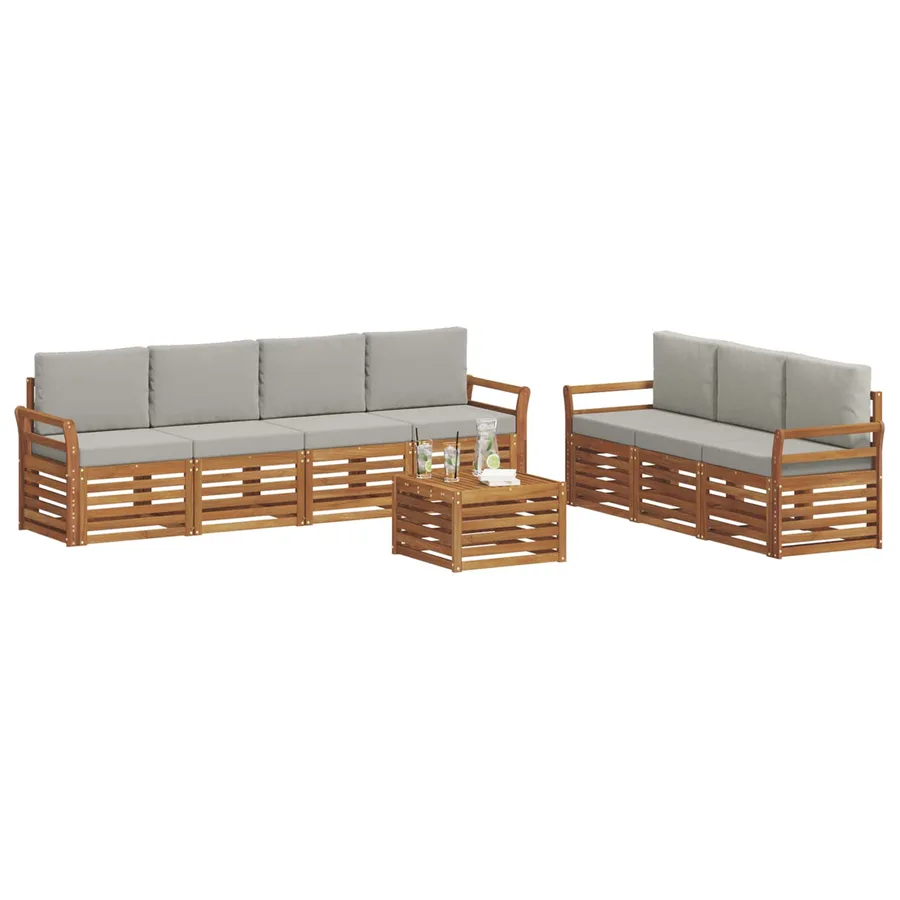 Ensembles de canapés avec coussin 8 pcs Gris Naturel et Clair - 3