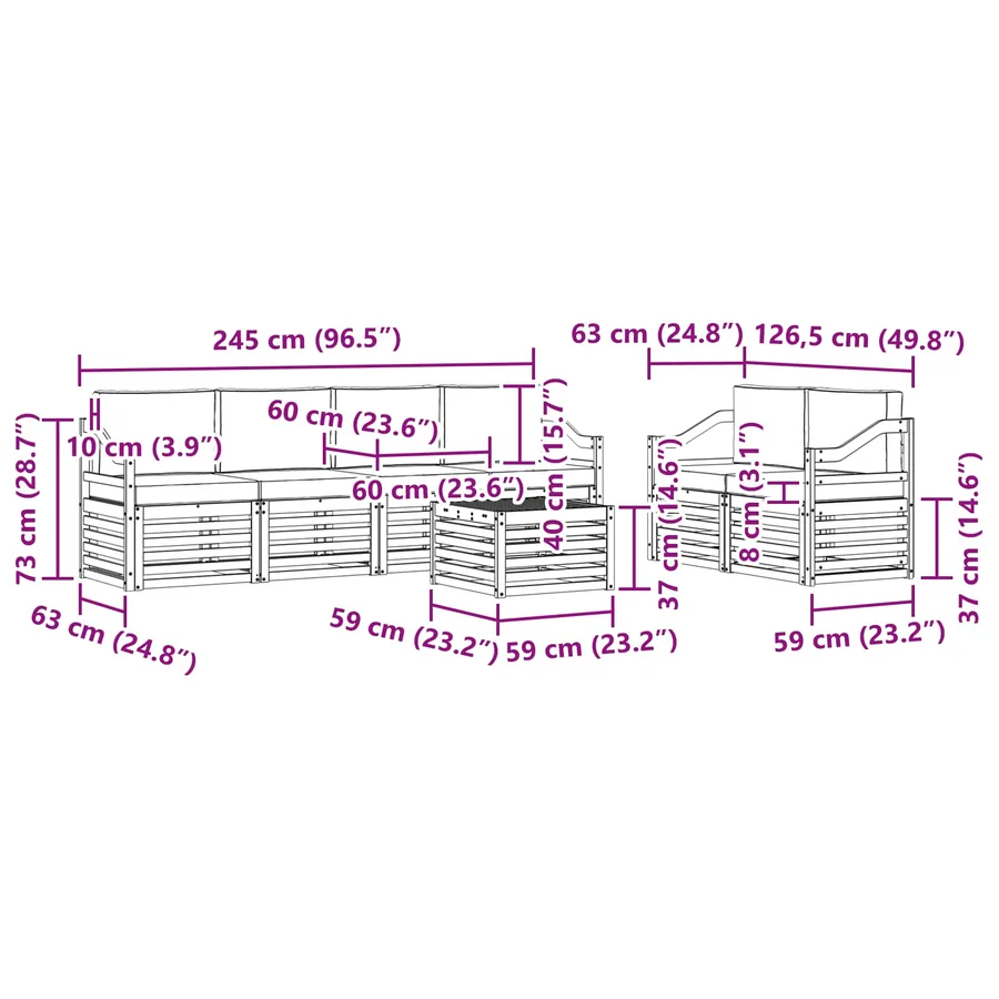 Ensemble de canapés d'extérieur 7 pcs Gris Naturel et Clair - 9