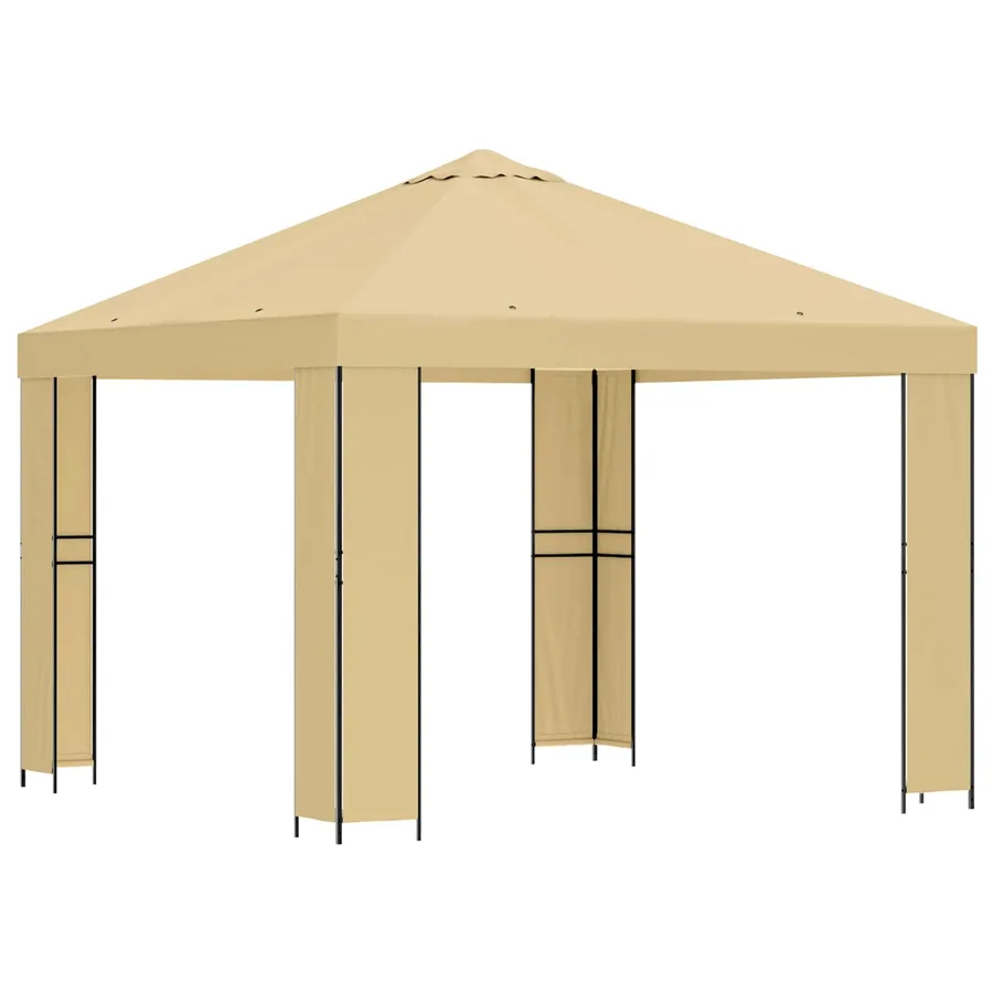 Pavillon 3 x 3 m Crème Polyester et Acier 190 gsm - 2