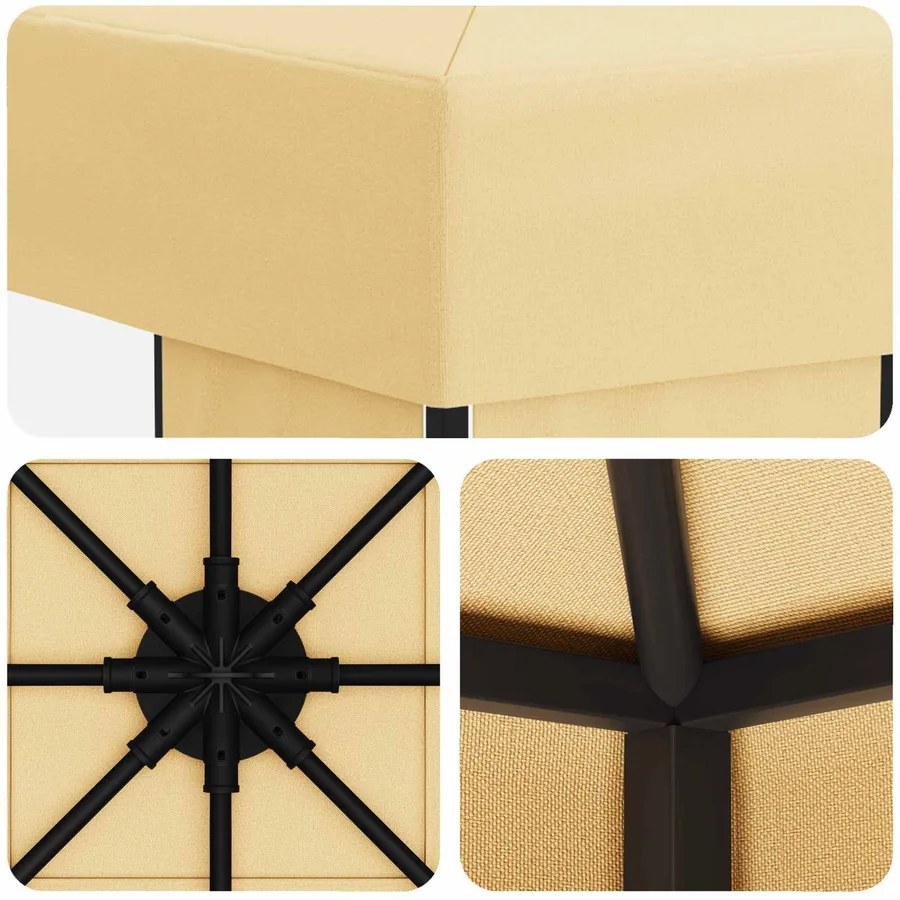 Pavillon 3 x 3 m Crème Polyester et Acier 190 gsm - 5