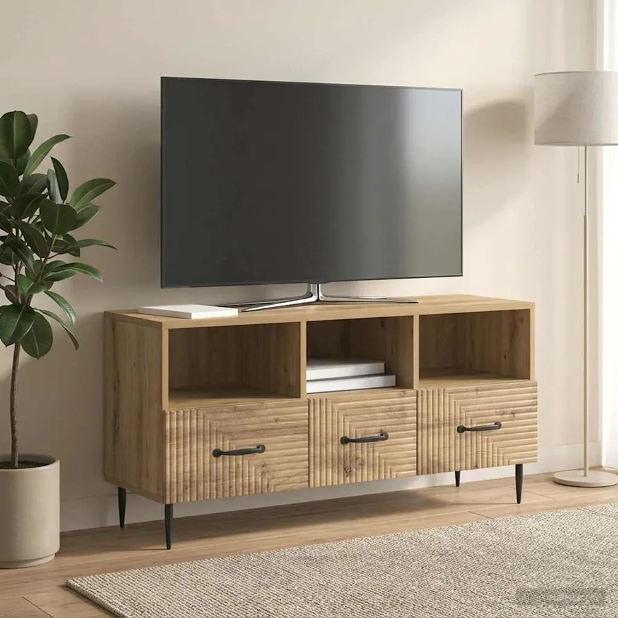 Meuble TV 102 x 34,5 x 50 cm Chêne artisanal Bois d'ingénierie