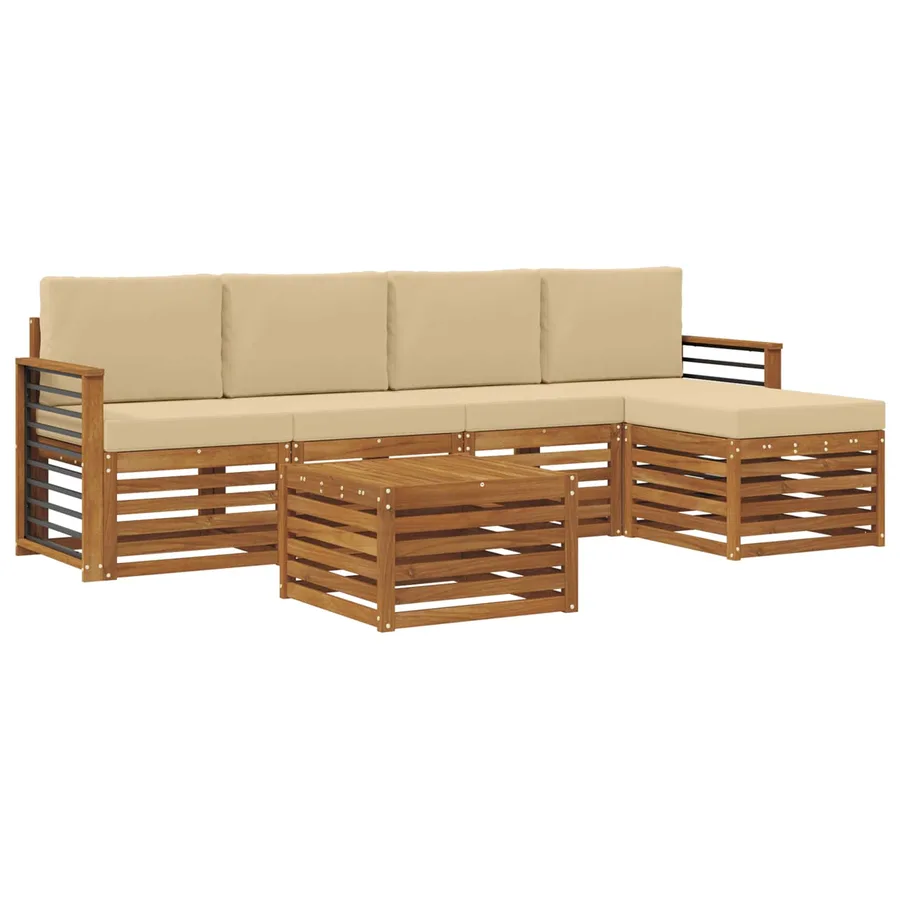 Ensemble de canapés d'extérieur 6 pcs Naturel et Beige - 2