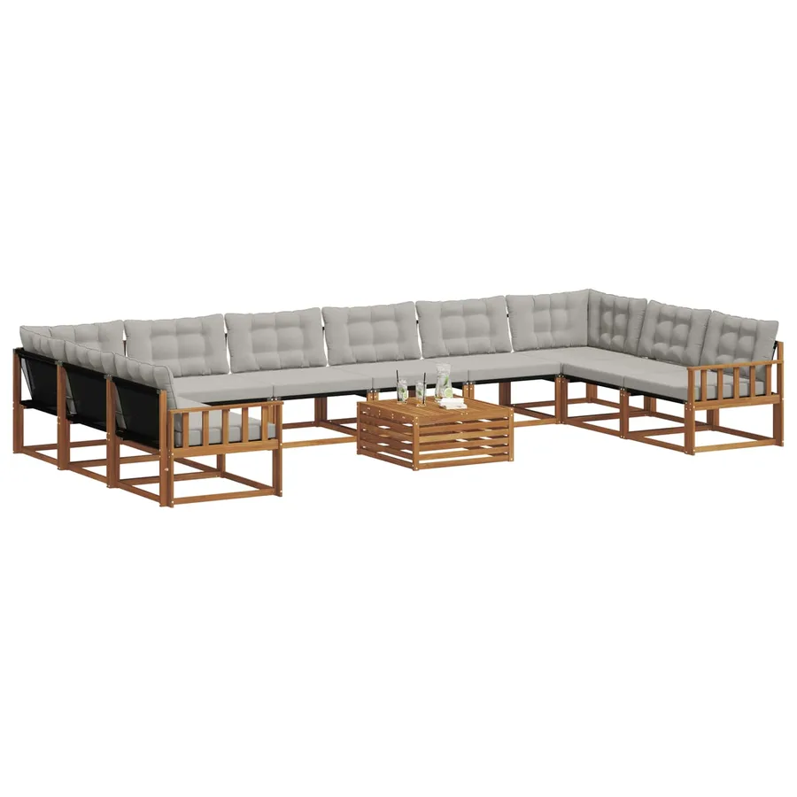 Ensemble de canapés d'extérieur 11 pcs Gris Naturel et Clair - 3