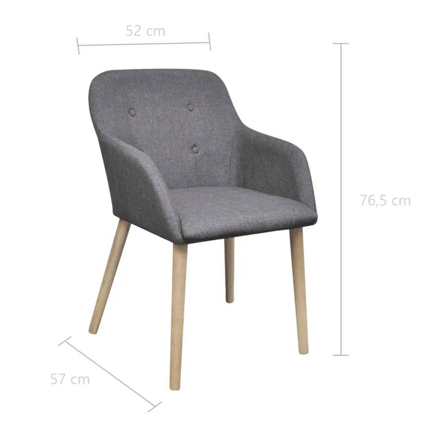 Chaises à manger lot de 4 gris clair tissu et chêne massif - 6