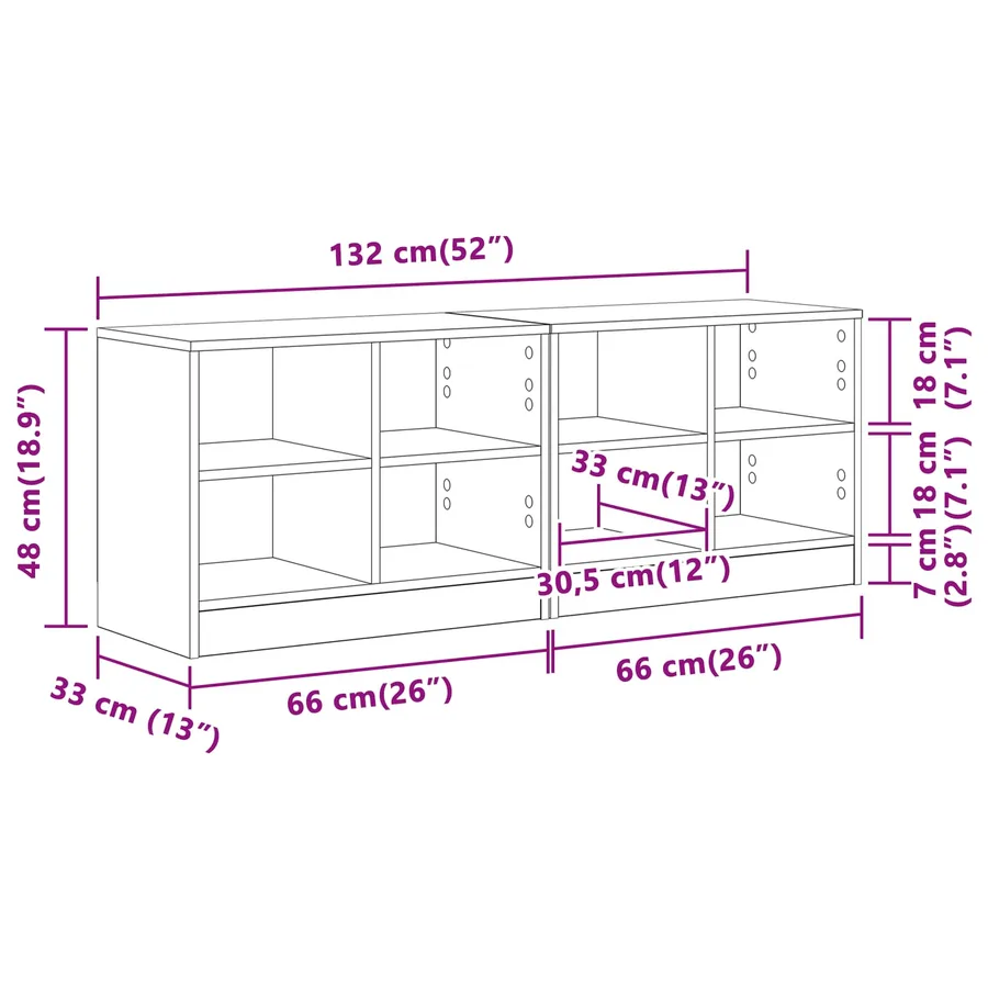 Armoire de lit 2 pc Chêne artisanal 66 x 33 x 48 cm - 8
