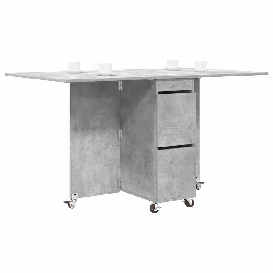 Table à dîner 140 x 80 x 77 cm Bois d'ingénierie Gris béton - 3