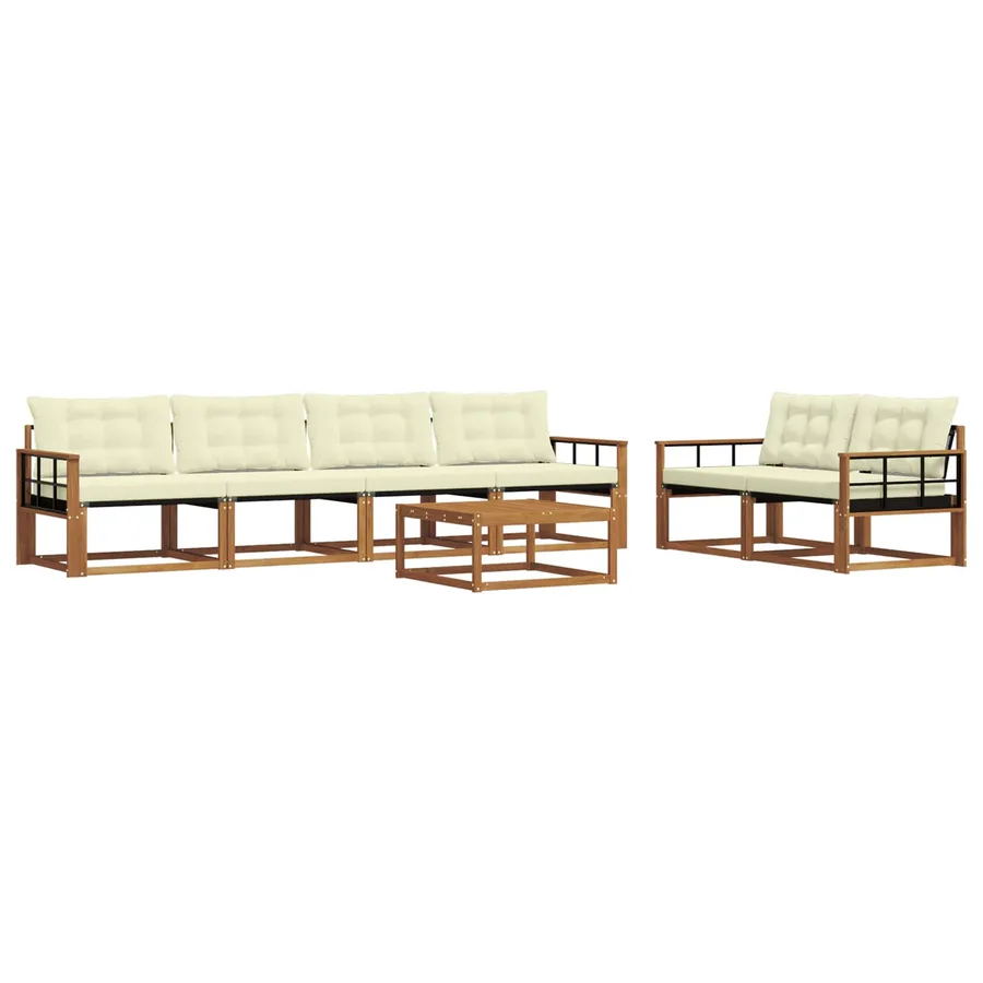 Ensemble de canapés d'extérieur 7 pcs Naturel et Crème - 2