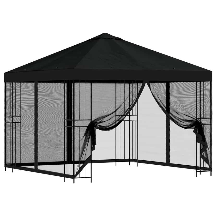 Abri de jardin avec parois 3 x 3 m Noir Polyester et Acier - 2