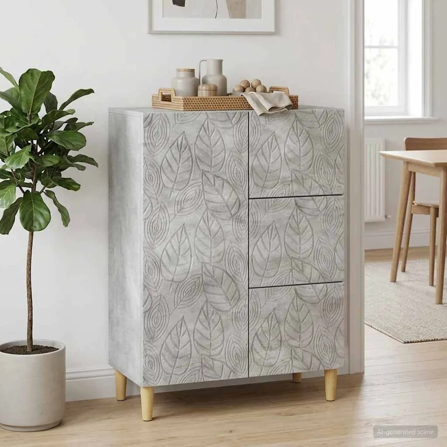 Buffet Gris béton 66 x 34,5 x 90 cm Bois d'ingénierie
