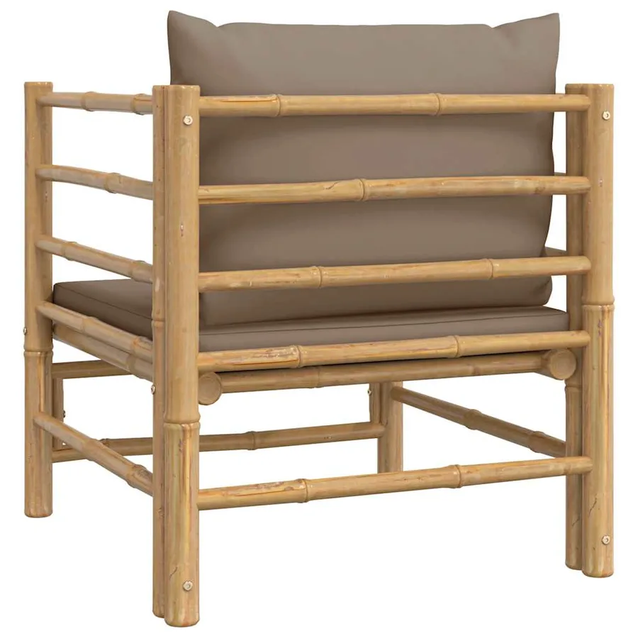 Canapé de jardin avec coussins taupe bambou - 5