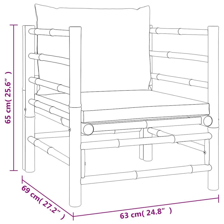 Canapé de jardin avec coussins taupe bambou - 7