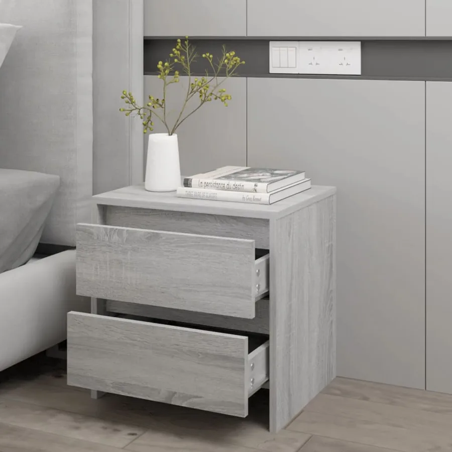 Table de chevet sonoma gris 45x34,5x44,5 cm bois d’ingénierie - 7