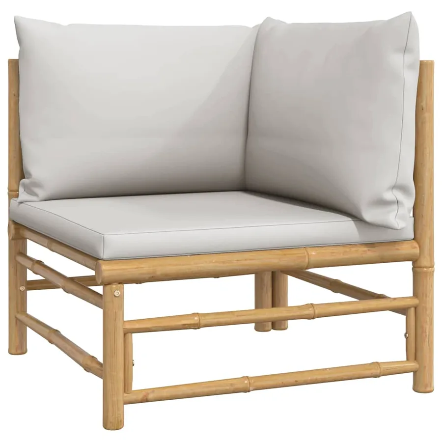 Salon de jardin 2 pcs avec coussins gris clair bambou - 4