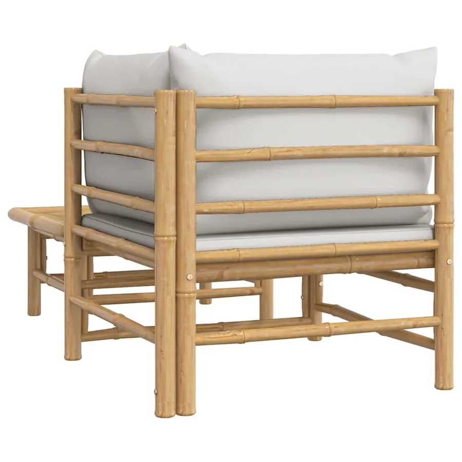 Salon de jardin 2 pcs avec coussins gris clair bambou - 7