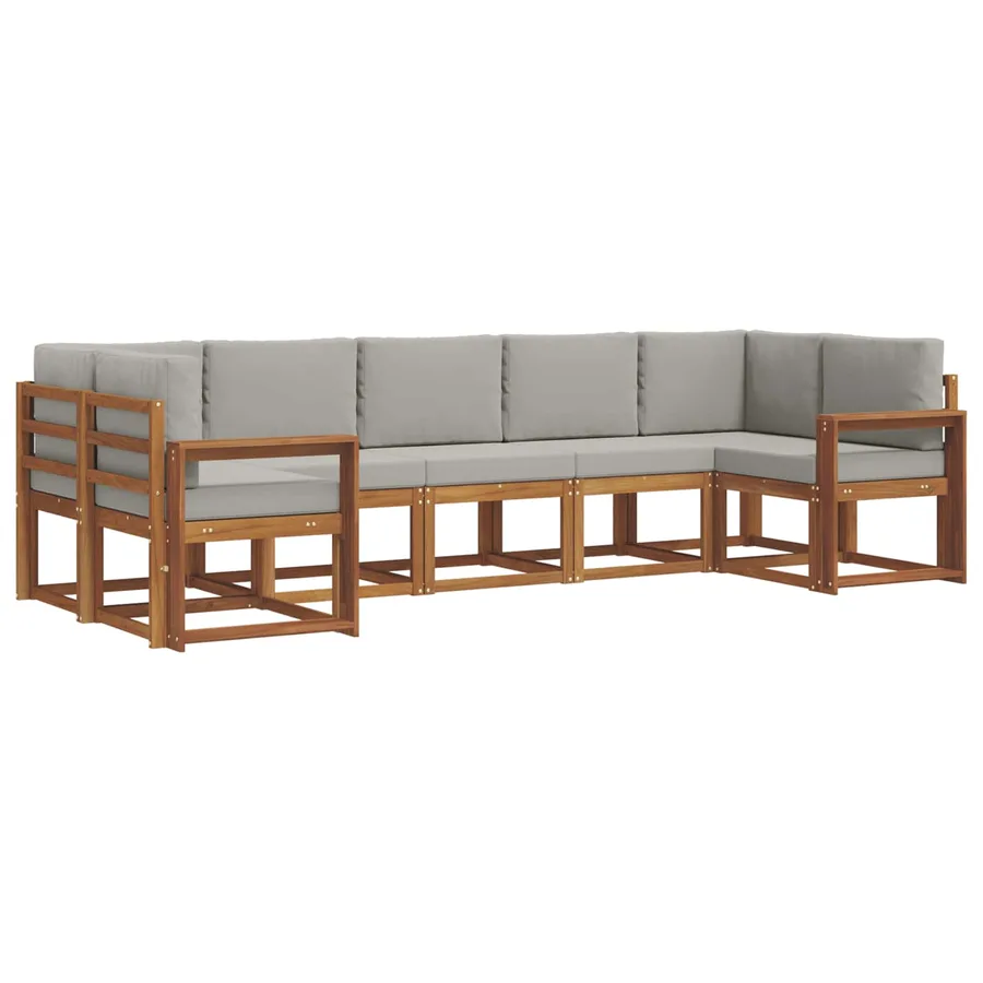Ensemble de canapés d'extérieur 7 pc Naturel et gris clair - 2