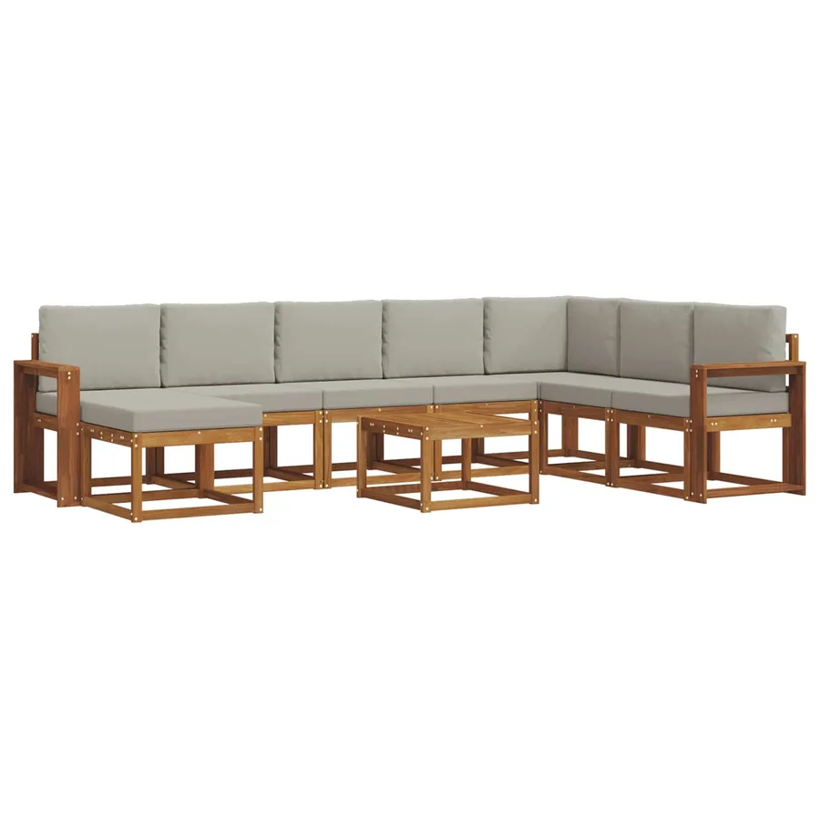 Ensemble de canapés d'extérieur 9 pcs Gris Naturel et Clair - 2