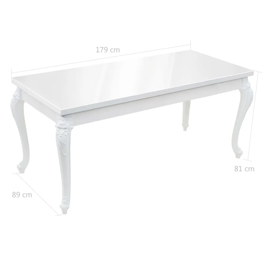 Table à manger 179x89x81 cm Blanc brillant - 9