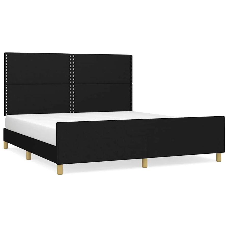 Cadre de lit sans matelas noir 180x200 cm tissu - 2