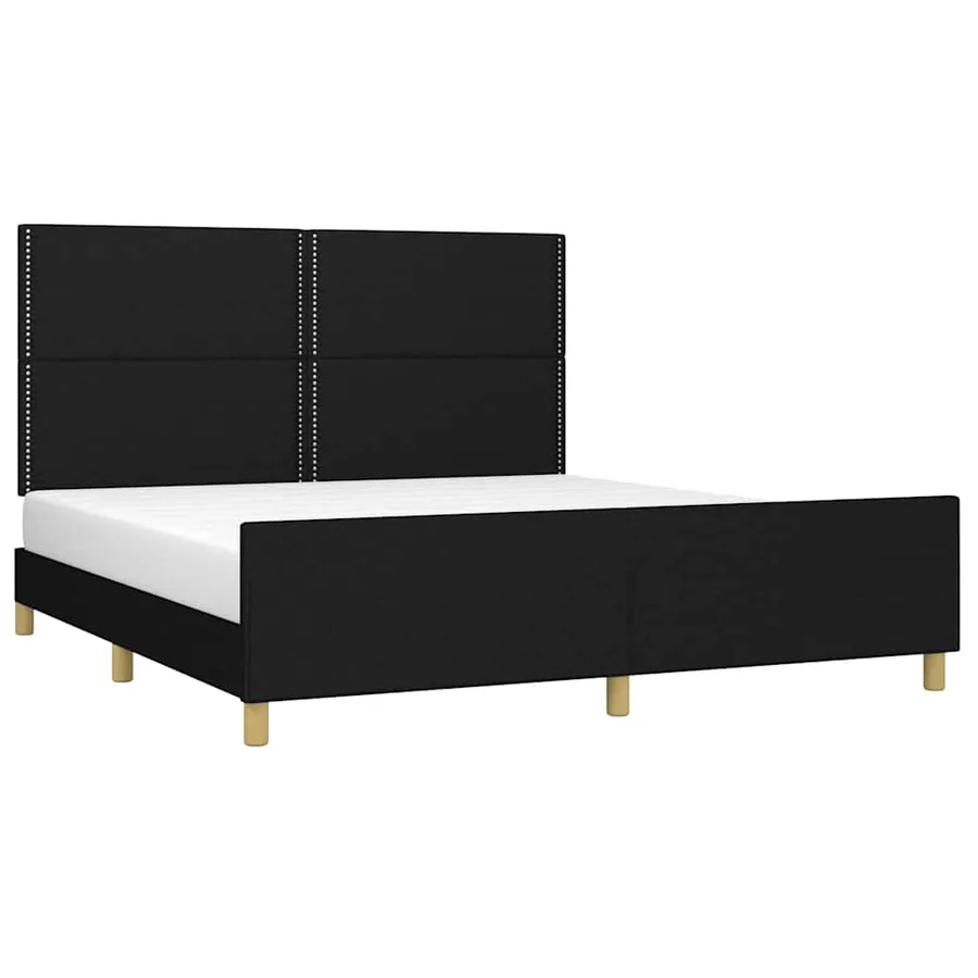 Cadre de lit sans matelas noir 180x200 cm tissu - 3