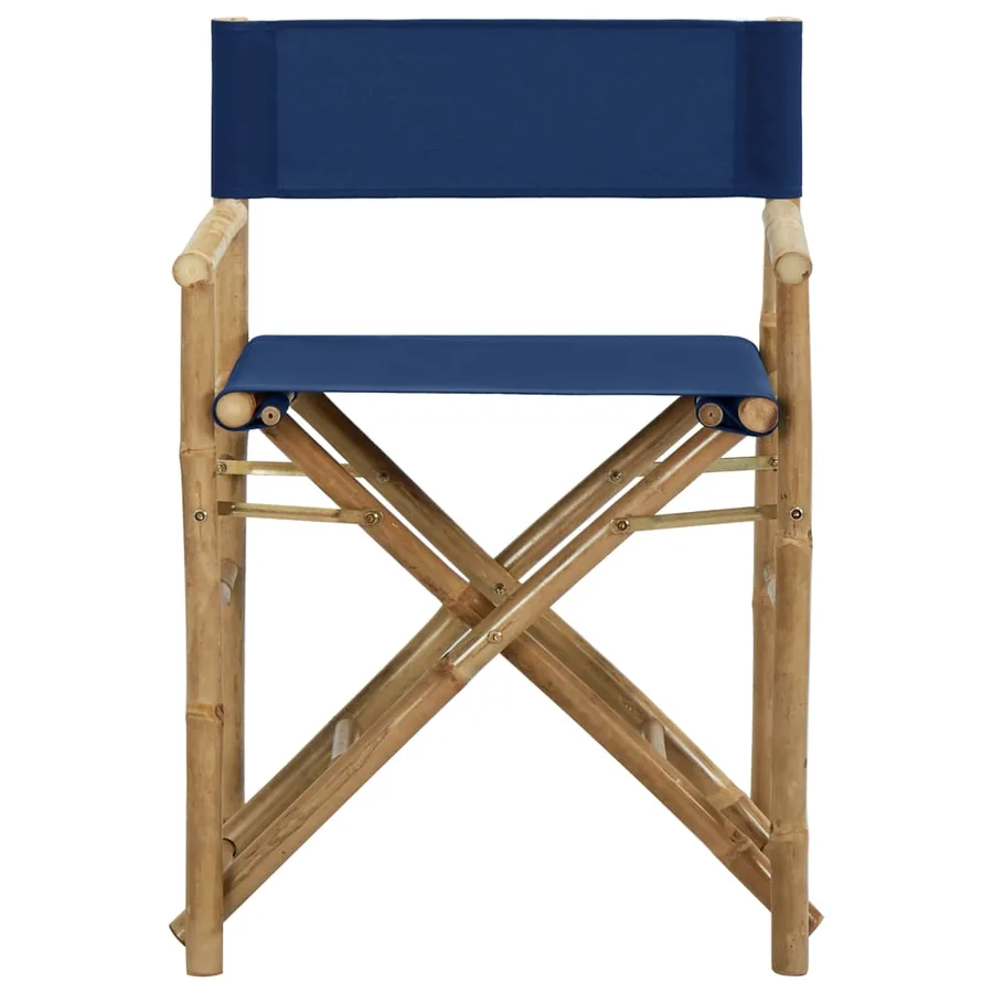 Chaises pliables de directeur lot de 2 Bleu Bambou et tissu - 3