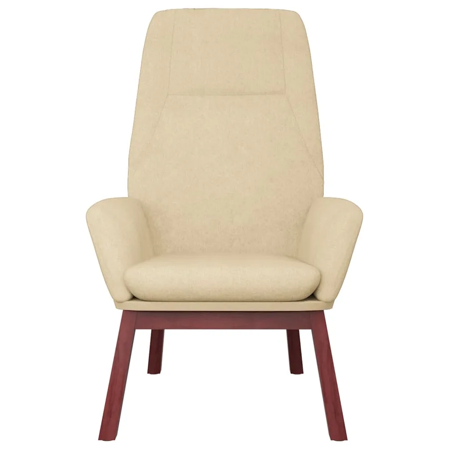 Chaise de relaxation avec repose-pied Crème Tissu - 4