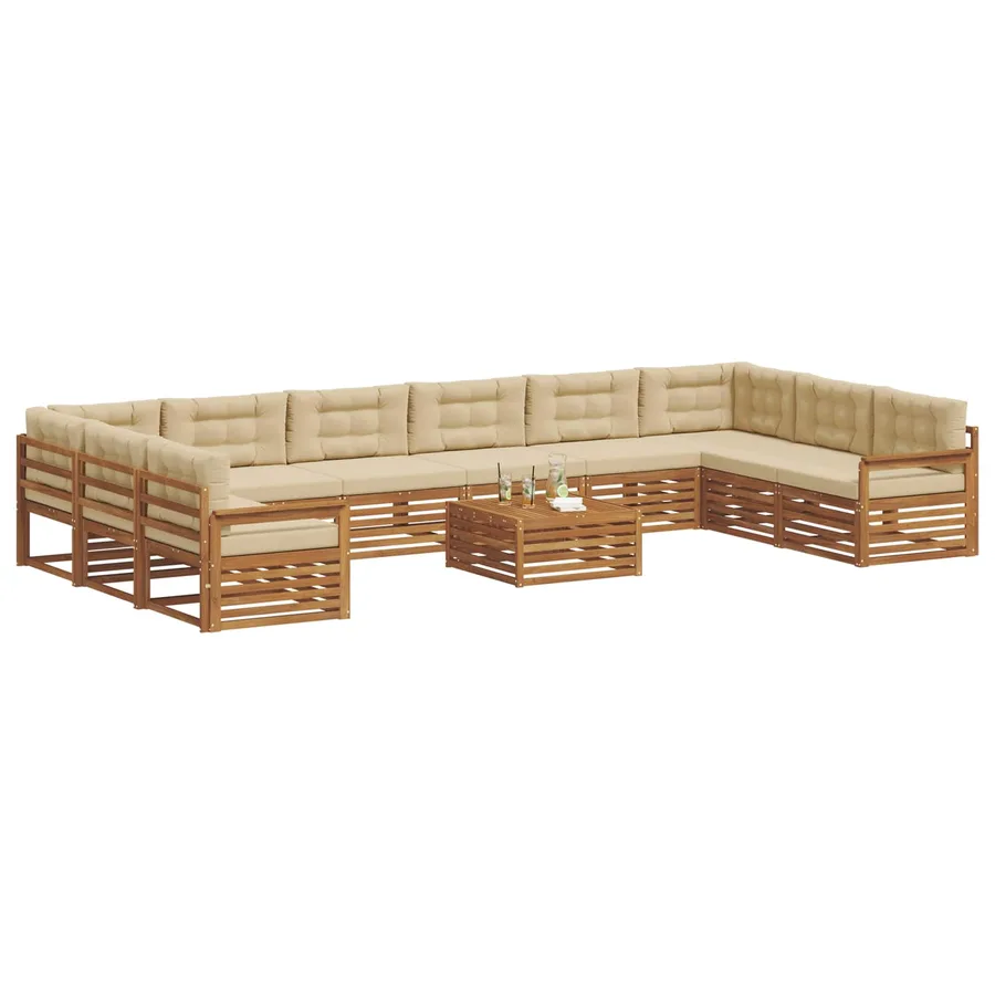 Ensembles de canapés avec coussin 11 pcs Naturel et Beige - 3