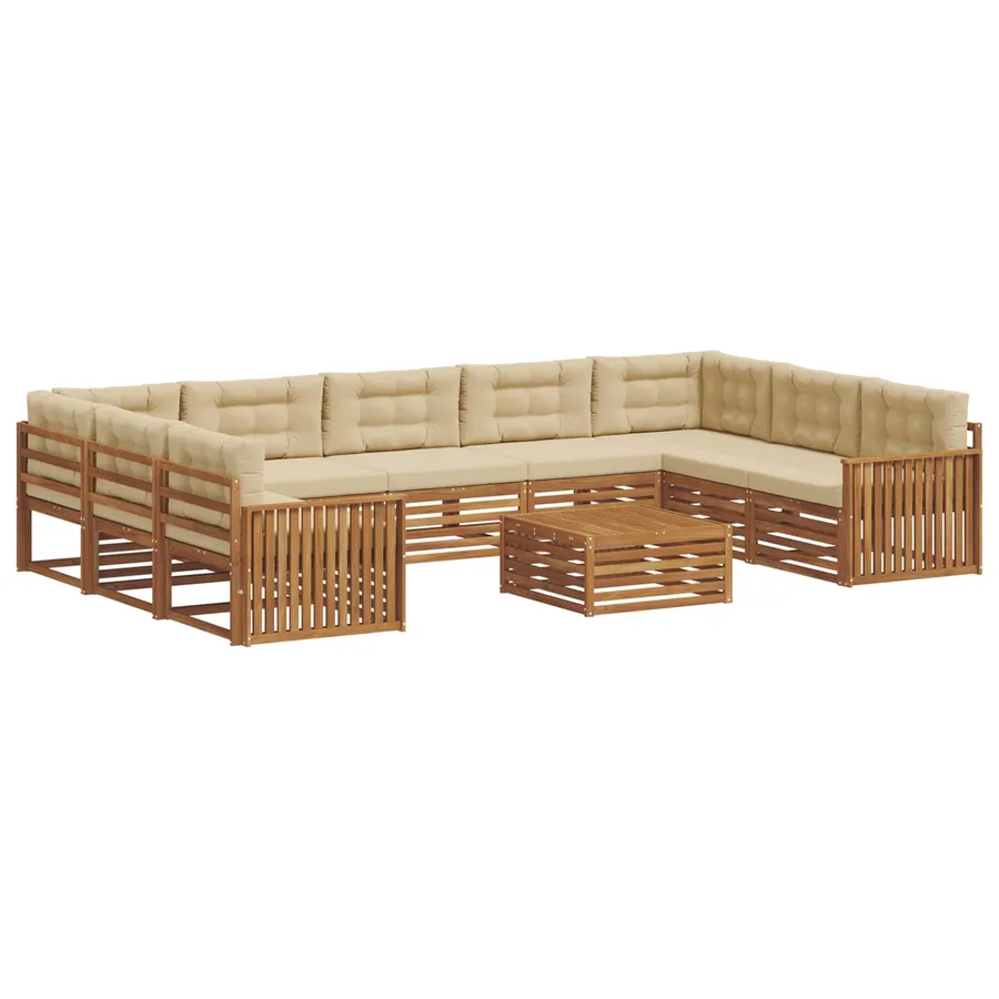 Ensemble de canapés d'extérieur 10 pcs Naturel et Beige - 2