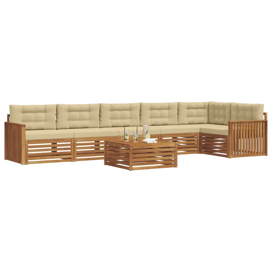 Ensemble de canapés d'extérieur 7 pcs Naturel et Beige - 3