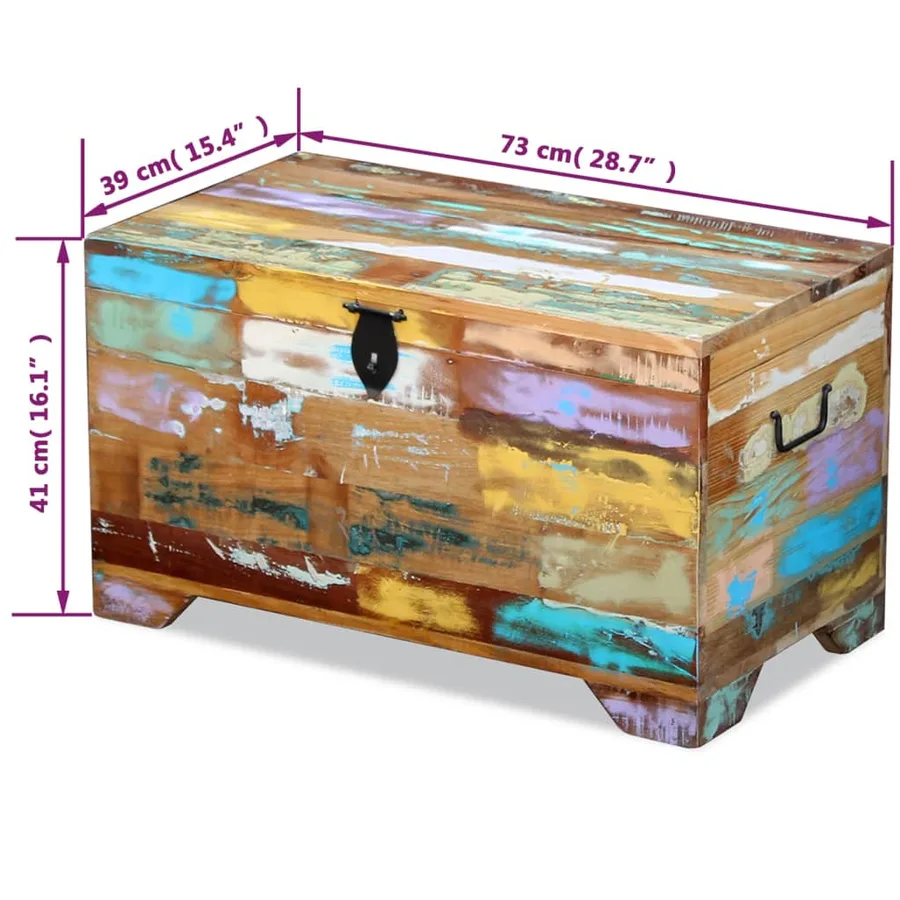 Coffre de rangement Bois de récupération massif - 13